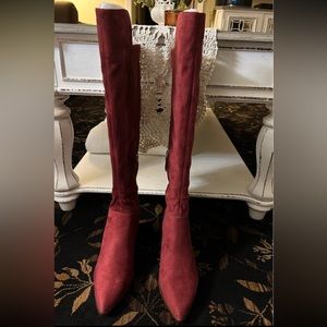 Nine West wine suede tall boots 8 1/2 Retails $160